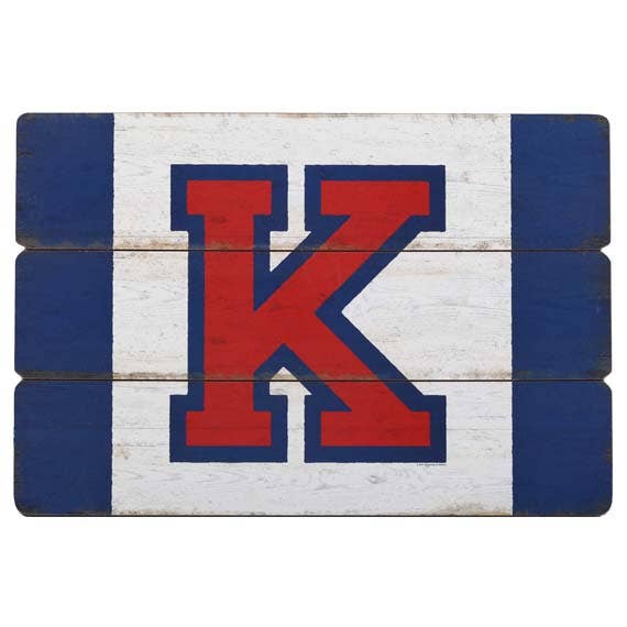 University of Kansas "K" Flag Planked Wood Wall Decor