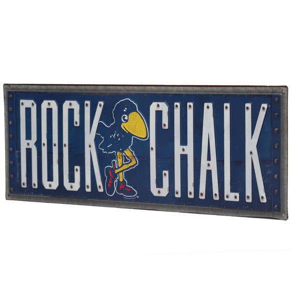 University of Kansas Rock Chalk Embossed Metal Sign
