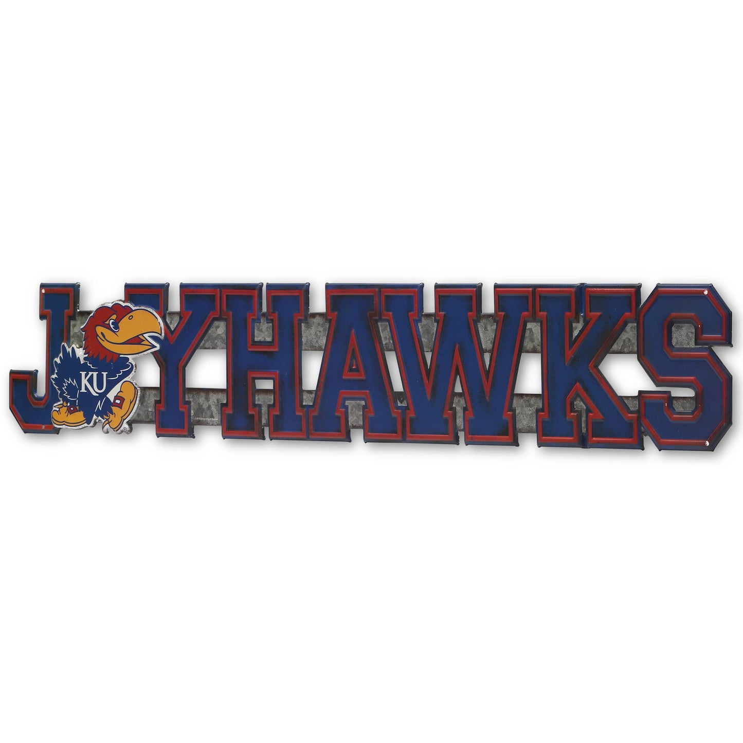 University of Kansas Jayhawks Word Embossed Metal Sign