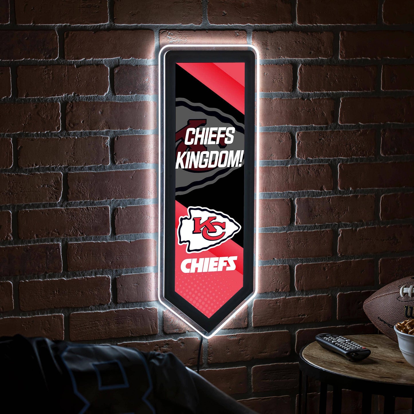 Kansas City Chiefs LED Wall Decor, Chiefs Kingdom Pennant
