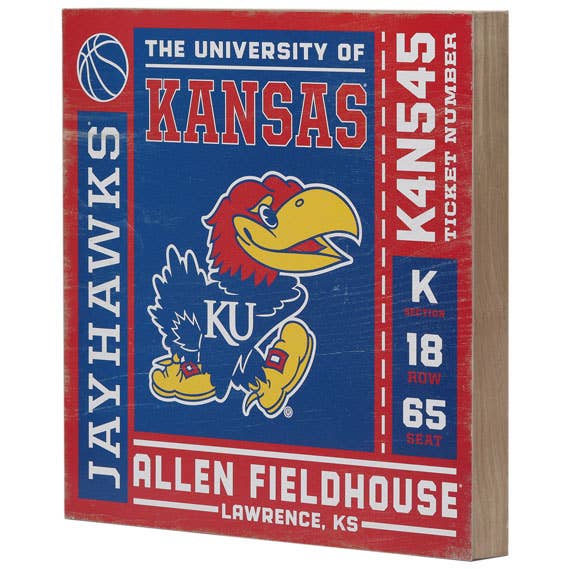 University of Kansas Ticket Wood Wall Decor
