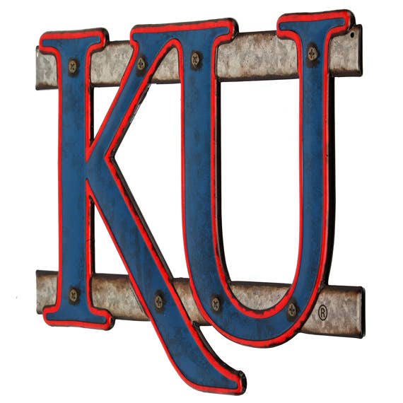 University of Kansas KU Embossed Metal Letter Sign
