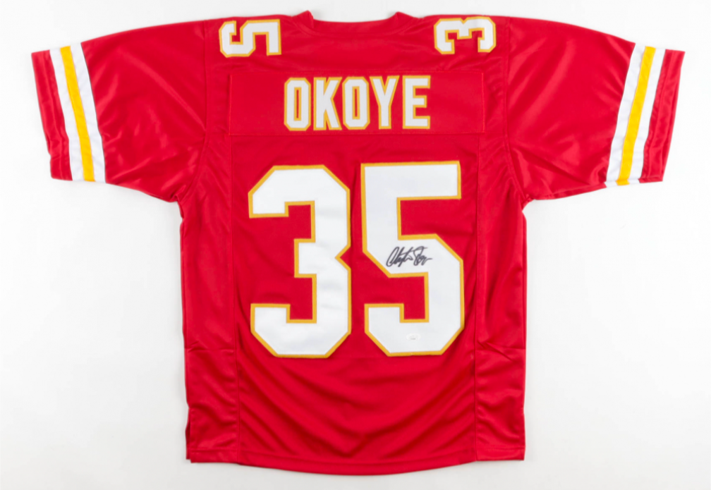 Christian Okoye #35 Kansas City Chiefs signed jersey!