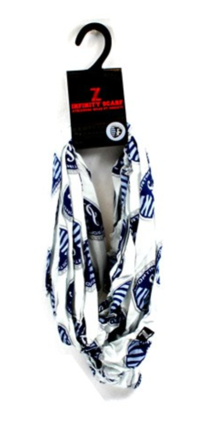 Sporting KC Scarf, White Logo Repeater Style Infinity Scarf