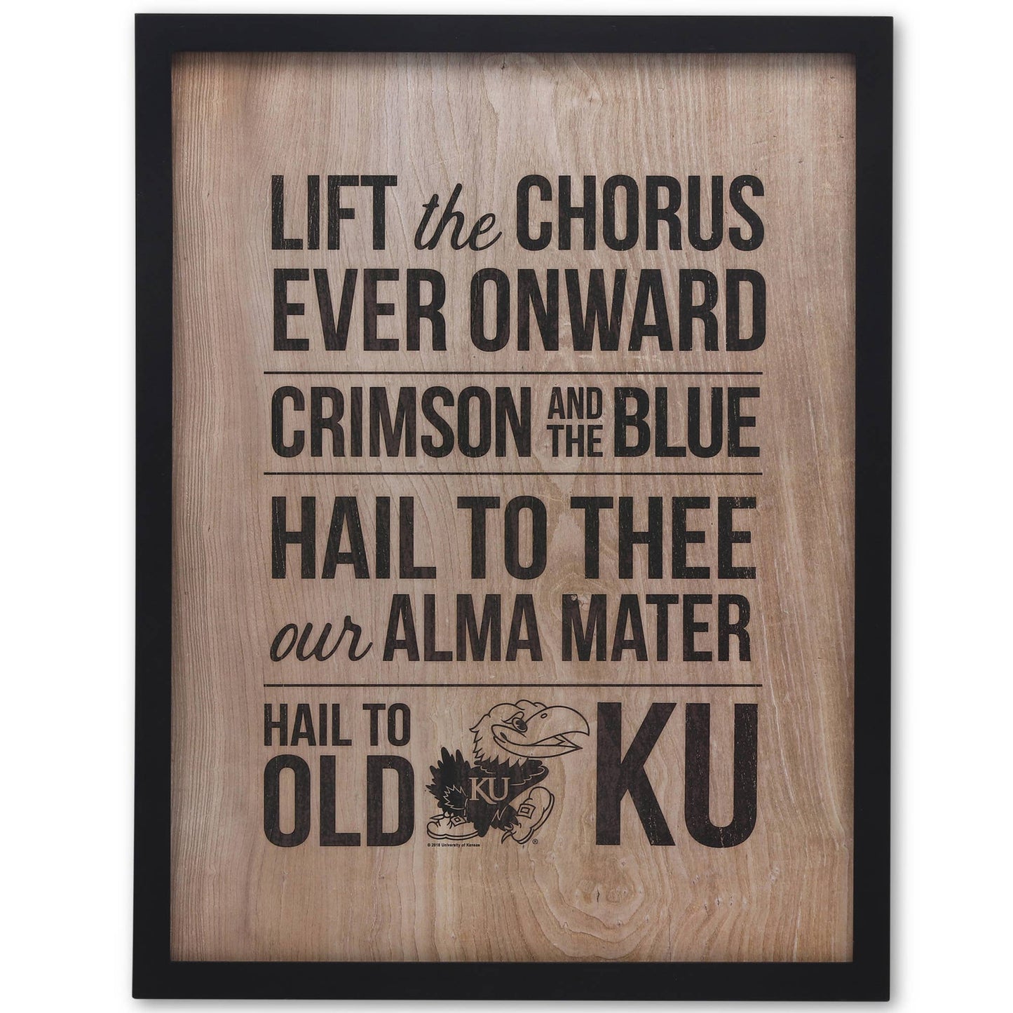 University of Kansas Alma Mater Hail To Old KU Wood Sign