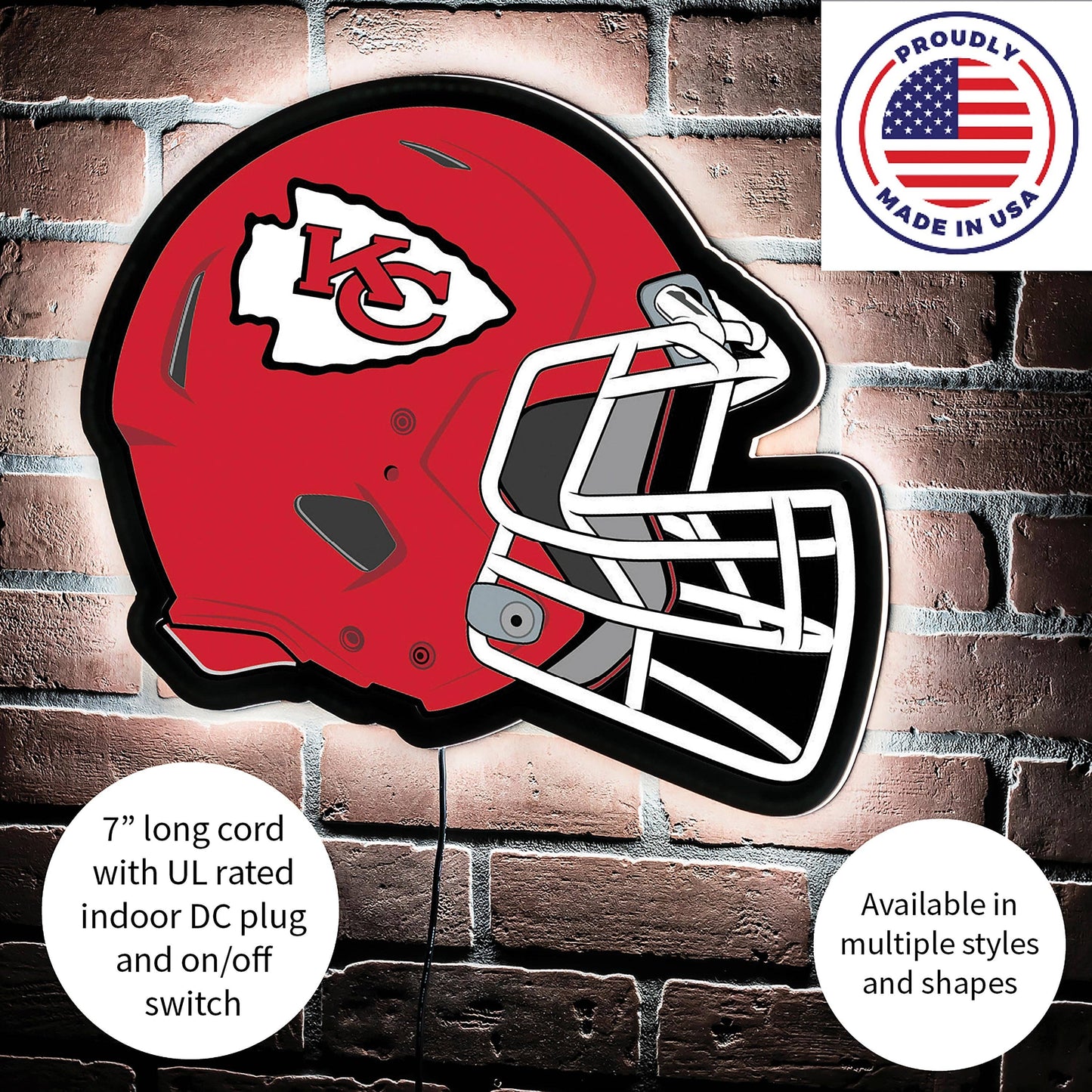 LED Wall Decor, Helmet, Kansas City Chiefs