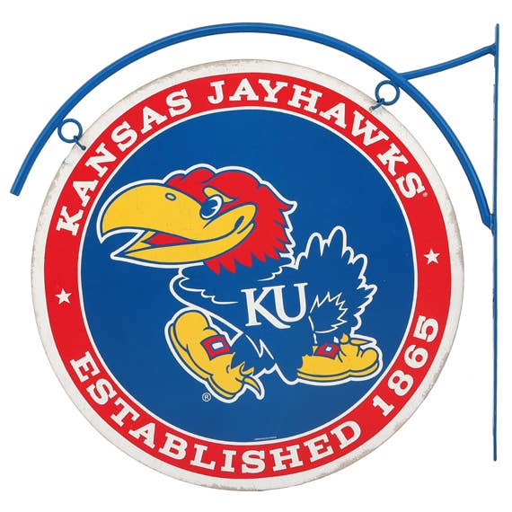 University of Kansas Jayhawk Flanged Metal Sign