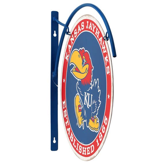 University of Kansas Jayhawk Flanged Metal Sign