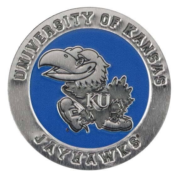 University of Kansas Round Embossed Metal Magnet