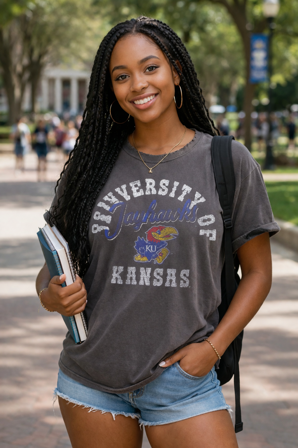 KU Jayhawks Draft Charcoal Thrifted Tee