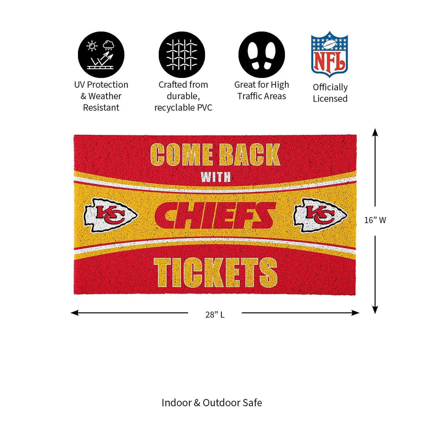 Kansas City Chiefs 28"x16" PVC Trapper Mat, Come Back with Tickets
