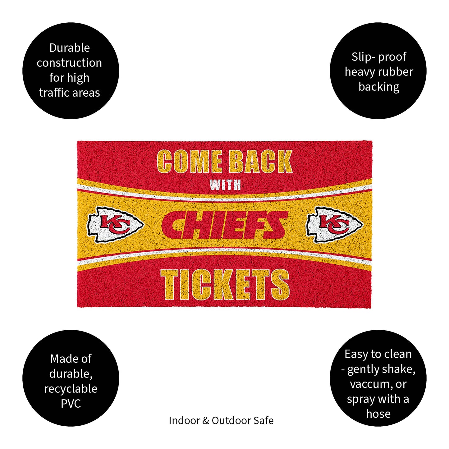 Kansas City Chiefs 28"x16" PVC Trapper Mat, Come Back with Tickets
