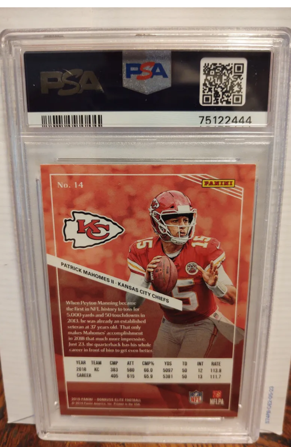 Patrick Mahomes #15 Kansas City Chiefs trading card