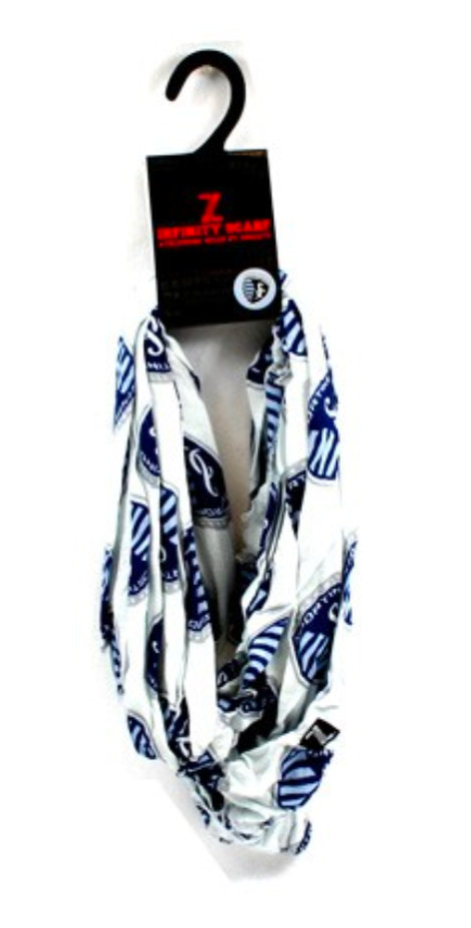 Sporting KC Scarf, White Logo Repeater Style Infinity Scarf