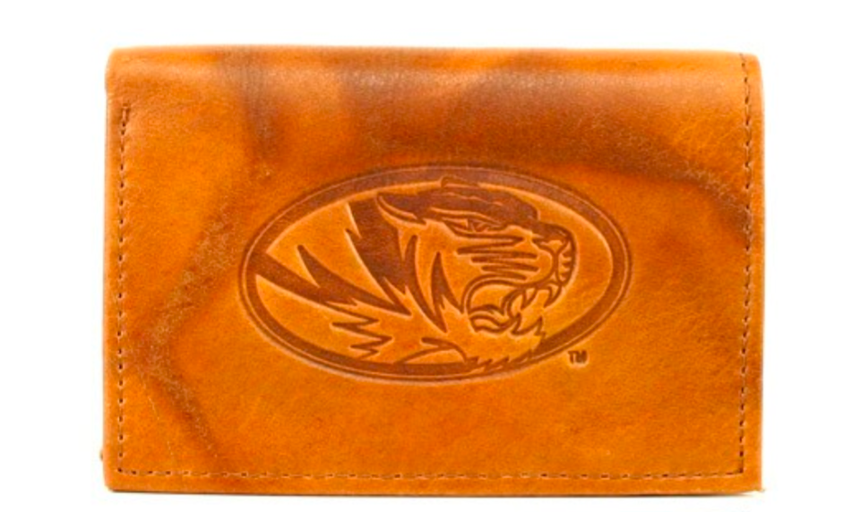 University of Missouri Tigers Wallet - TAN Leather Wallet - Trifold Leather