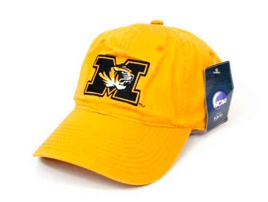 University of Mizzou Tigers Ball Caps - Gold Missouri Tiger Logo Slouch Caps