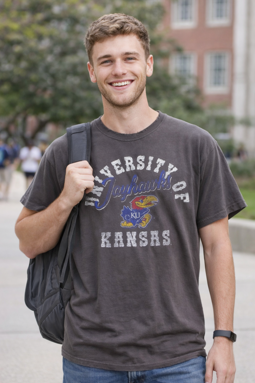 KU Jayhawks Draft Charcoal Thrifted Tee
